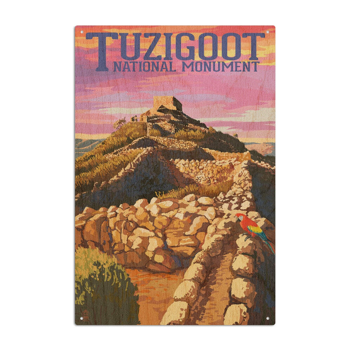 Tuzigoot National Monument, Arizona, Sunset, Lantern Press Artwork, Wood Signs and Postcards Wood Lantern Press 10 x 15 Wood Sign 