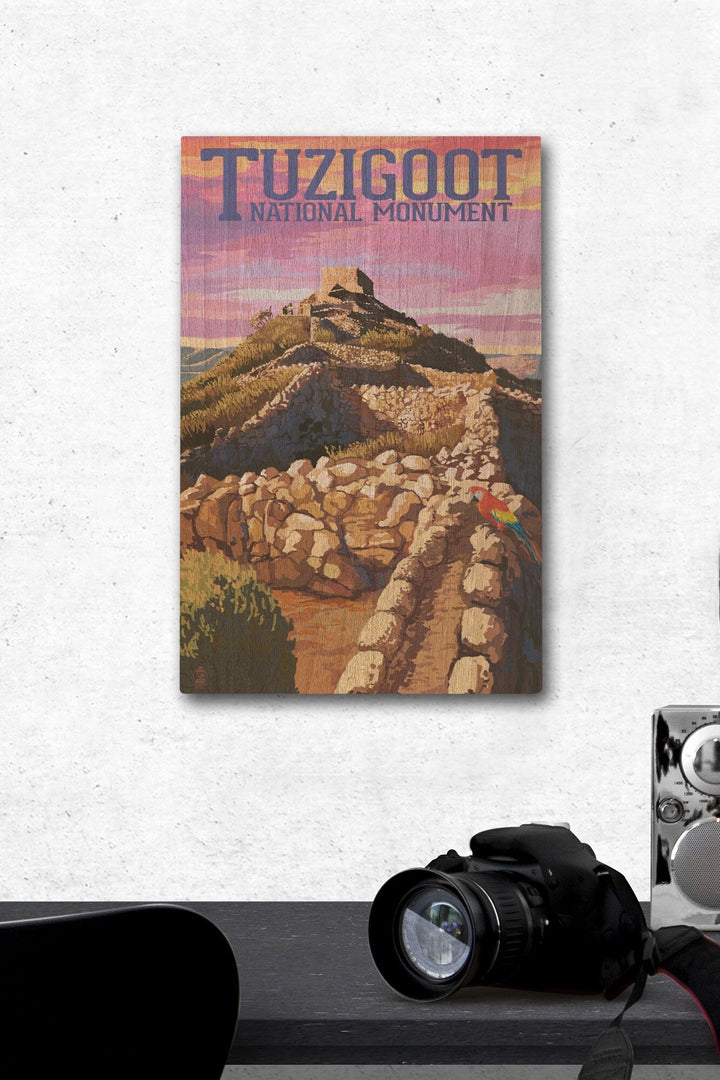 Tuzigoot National Monument, Arizona, Sunset, Lantern Press Artwork, Wood Signs and Postcards Wood Lantern Press 12 x 18 Wood Gallery Print 