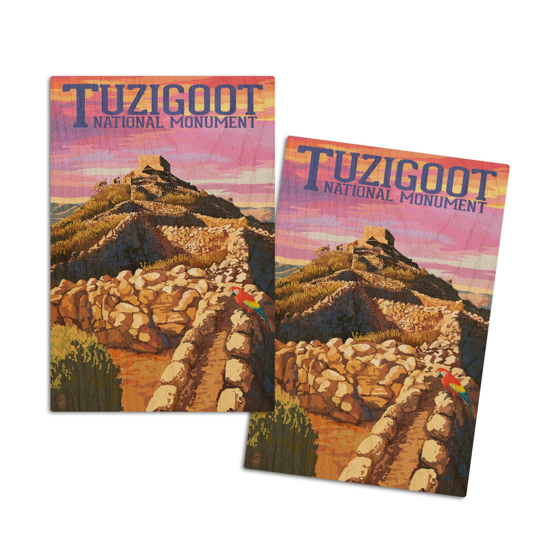Tuzigoot National Monument, Arizona, Sunset, Lantern Press Artwork, Wood Signs and Postcards Wood Lantern Press 4x6 Wood Postcard Set 