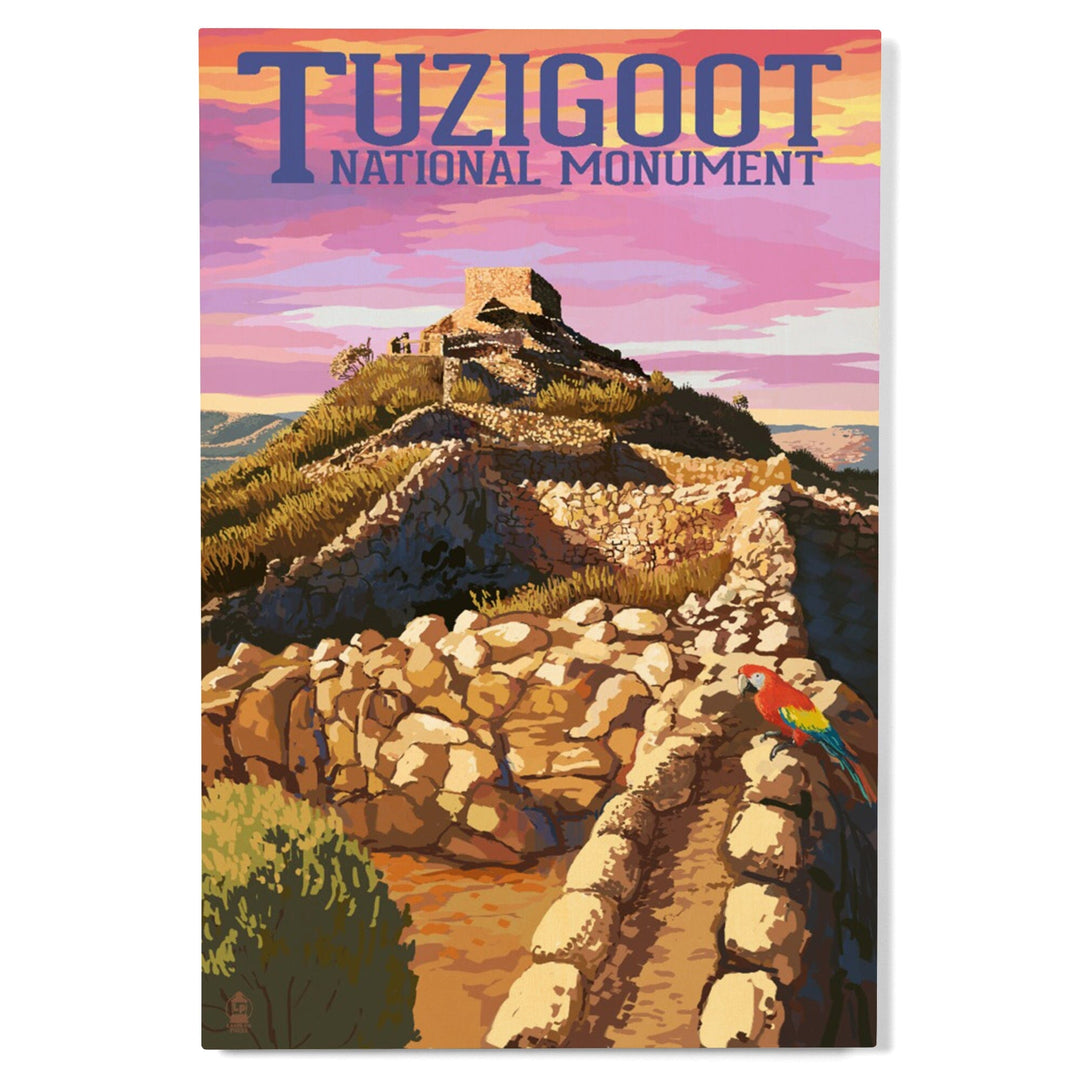 Tuzigoot National Monument, Arizona, Sunset, Lantern Press Artwork, Wood Signs and Postcards Wood Lantern Press 