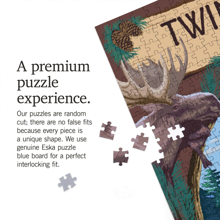 Twin Lakes, Idaho, Cabin on Lake Montage, Jigsaw Puzzle Puzzle Lantern Press 