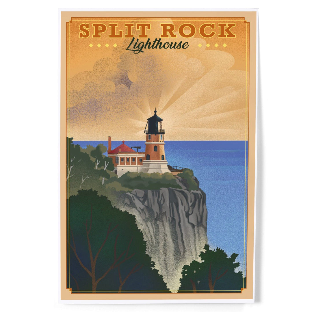 Two Harbors, Minnesota, Split Rock Lighthouse, Lithograph, Art & Giclee Prints Art Lantern Press 