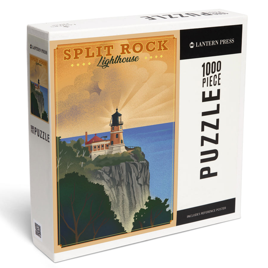 Two Harbors, Minnesota, Split Rock Lighthouse, Lithograph, Jigsaw Puzzle Puzzle Lantern Press 