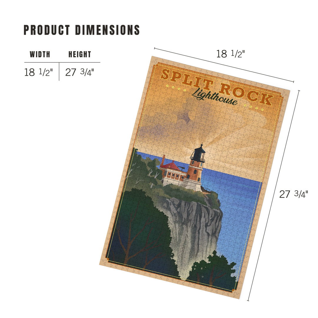 Two Harbors, Minnesota, Split Rock Lighthouse, Lithograph, Jigsaw Puzzle Puzzle Lantern Press 