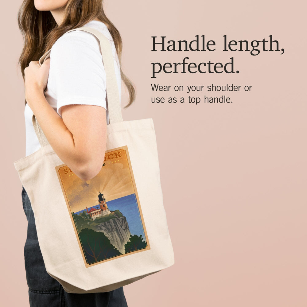 Two Harbors, Minnesota, Split Rock Lighthouse, Lithograph, Tote Bag Totes Lantern Press 