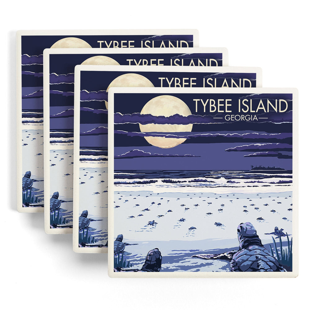 Tybee Island, Georgia, Sea Turtles Hatching, Coasters Coasters Lantern Press 