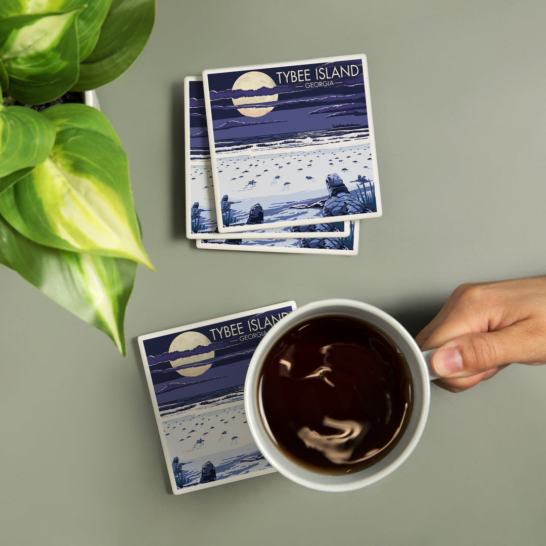 Tybee Island, Georgia, Sea Turtles Hatching, Coasters Coasters Lantern Press 