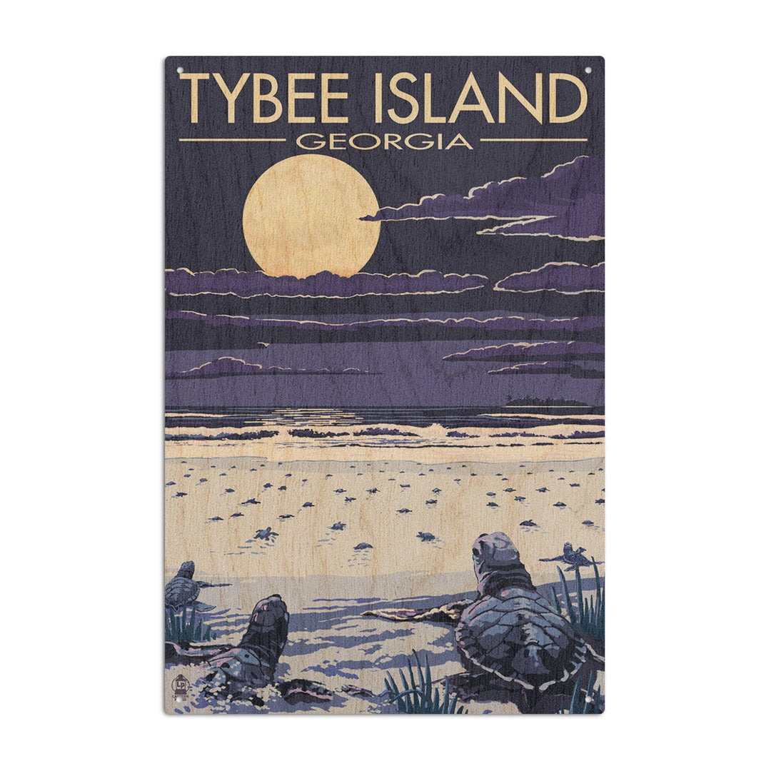 Tybee Island, Georgia, Sea Turtles Hatching, Lantern Press Artwork, Wood Signs and Postcards Wood Lantern Press 10 x 15 Wood Sign 
