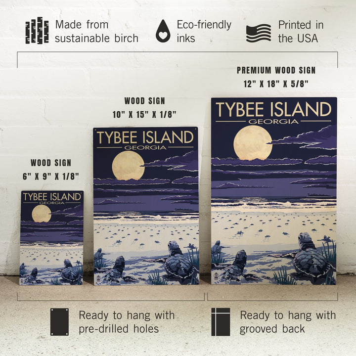Tybee Island, Georgia, Sea Turtles Hatching, Lantern Press Artwork, Wood Signs and Postcards Wood Lantern Press 