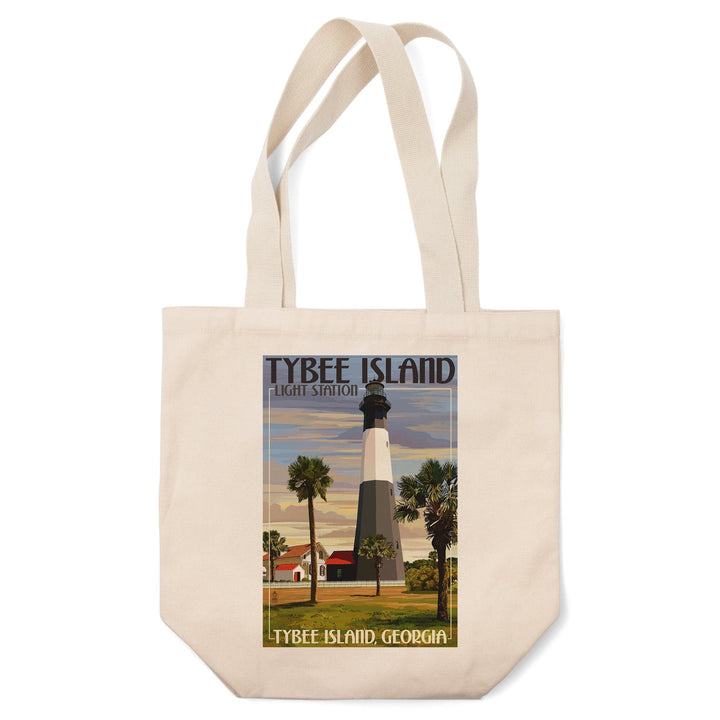 Tybee Island Light Station, Georgia, Lantern Press Artwork, Tote Bag Totes Lantern Press 