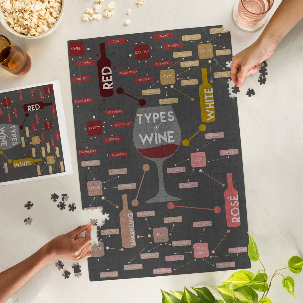 Types of Wine Infographic, Jigsaw Puzzle Puzzle Lantern Press 