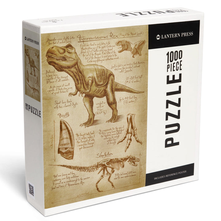 Tyrannosaurus Rex Dinosaur, Da Vinci Style, Jigsaw Puzzle Puzzle Lantern Press 