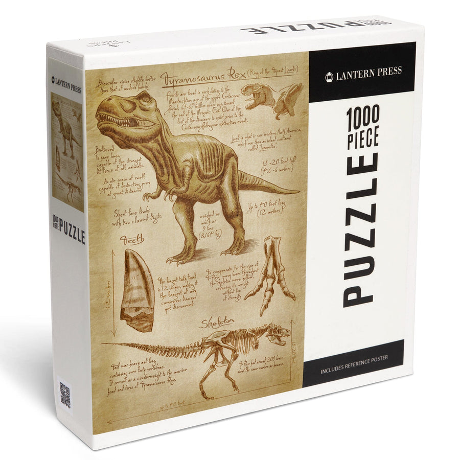 Tyrannosaurus Rex Dinosaur, Da Vinci Style, Jigsaw Puzzle Puzzle Lantern Press 