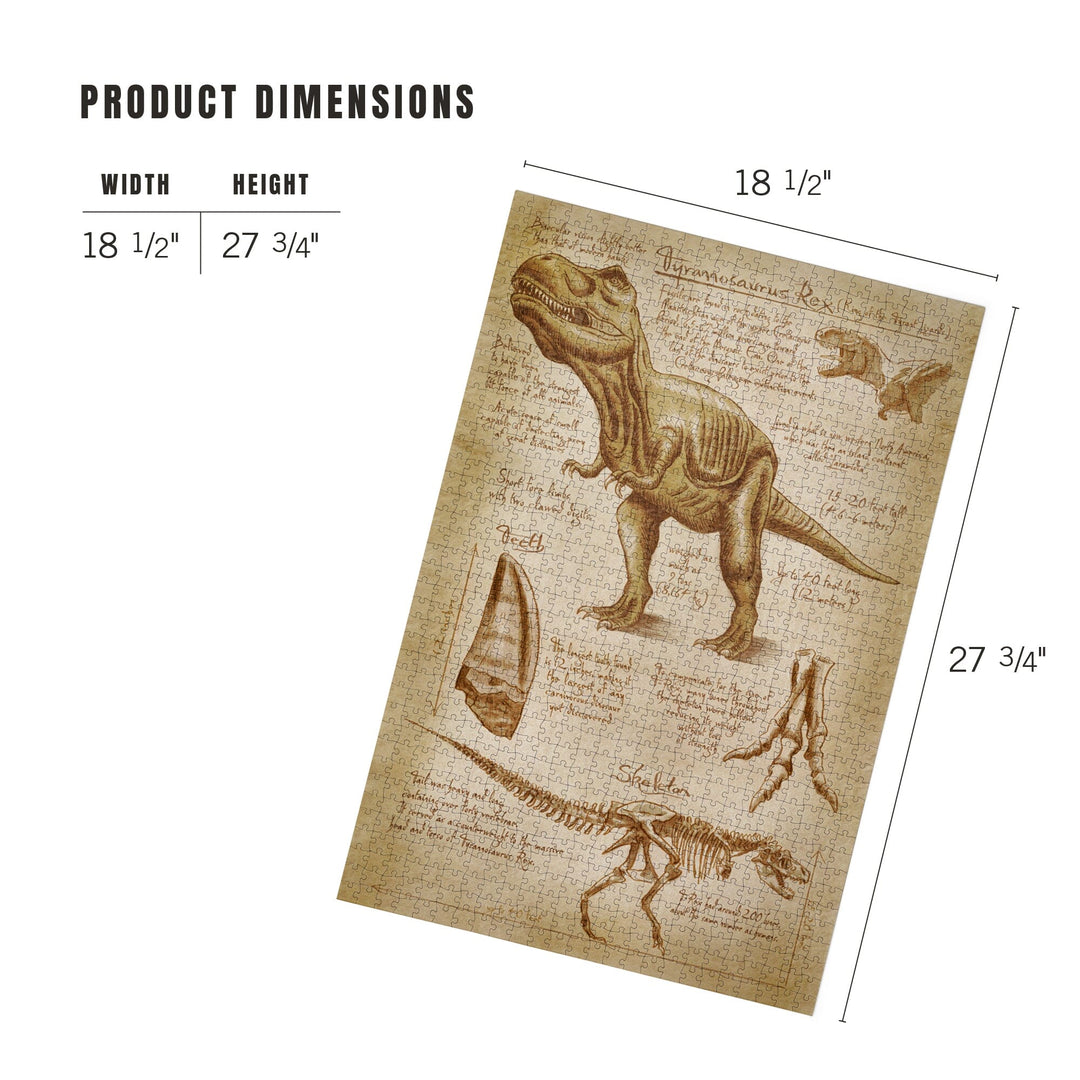 Tyrannosaurus Rex Dinosaur, Da Vinci Style, Jigsaw Puzzle Puzzle Lantern Press 