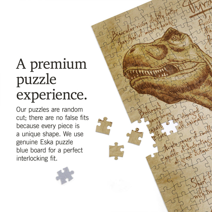Tyrannosaurus Rex Dinosaur, Da Vinci Style, Jigsaw Puzzle Puzzle Lantern Press 