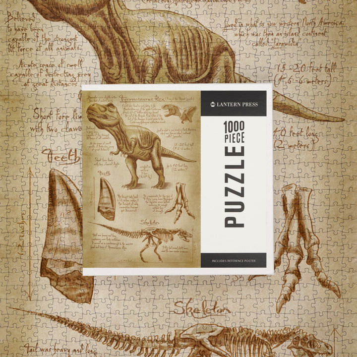 Tyrannosaurus Rex Dinosaur, Da Vinci Style, Jigsaw Puzzle Puzzle Lantern Press 