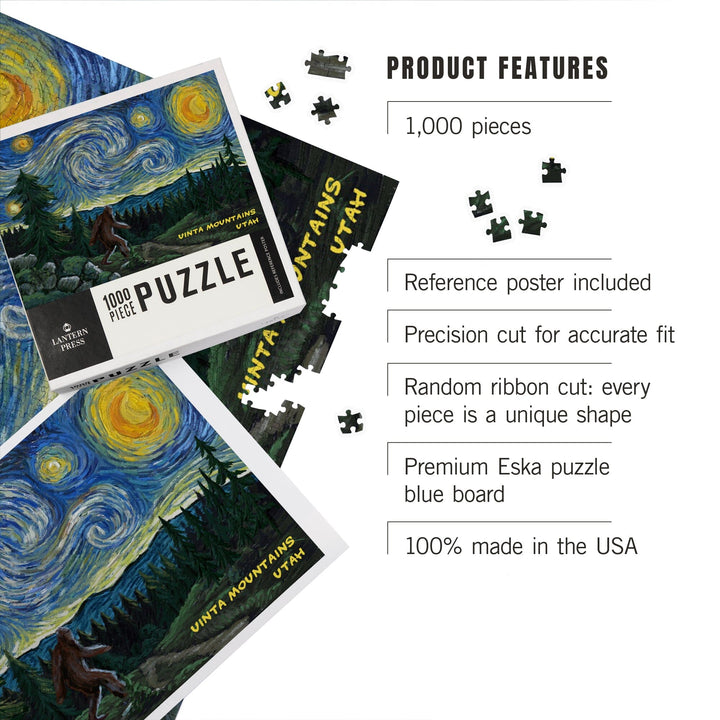 Uinta Mountains, Utah, Bigfoot, Starry Night, Jigsaw Puzzle Puzzle Lantern Press 