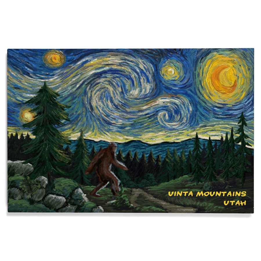 Uinta Mountains, Utah, Bigfoot, Starry Night, Lantern Press Artwork, Wood Signs and Postcards Wood Lantern Press 