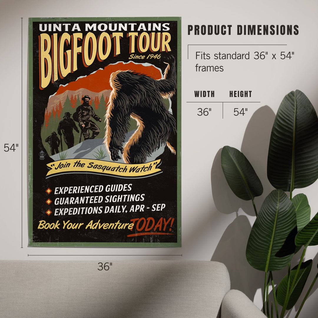 Uinta Mountains, Utah, Bigfoot Tour, Vintage Sign, Art & Giclee Prints Art Lantern Press 