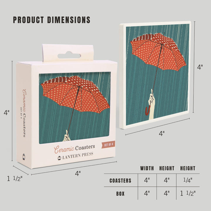 Umbrella, Letterpress, Coasters Coasters Lantern Press 