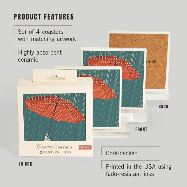 Umbrella, Letterpress, Coasters Coasters Lantern Press 