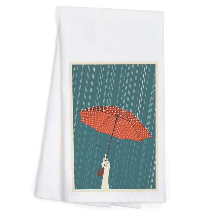 Umbrella, Letterpress, Organic Cotton Kitchen Tea Towels Kitchen Lantern Press 