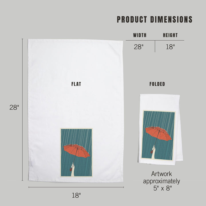 Umbrella, Letterpress, Organic Cotton Kitchen Tea Towels Kitchen Lantern Press 