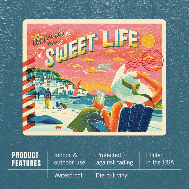 Uncork The Sweet Life, Vinyl Sticker Sticker Lantern Press 