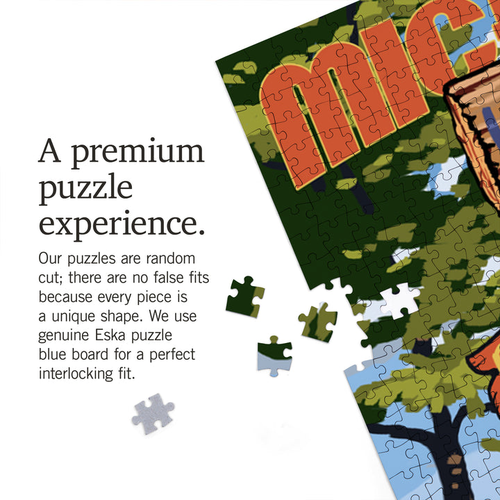 Up North, Michigan, Destinations Sign, Jigsaw Puzzle Puzzle Lantern Press 