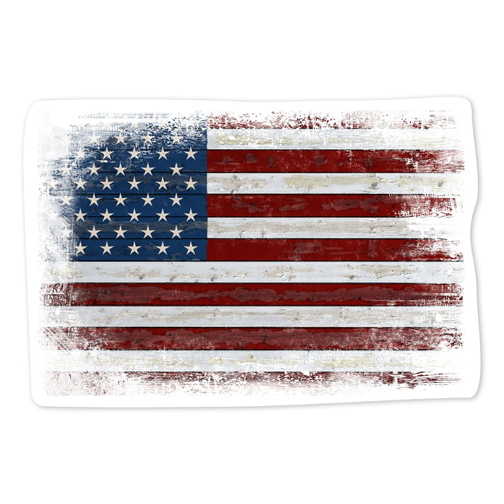 USA, Rustic Flag, Contour, Vinyl Sticker Sticker Lantern Press 