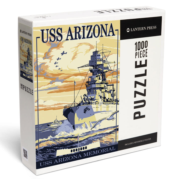 USS Arizona Battleship, Sunset Scene, Jigsaw Puzzle Puzzle Lantern Press 