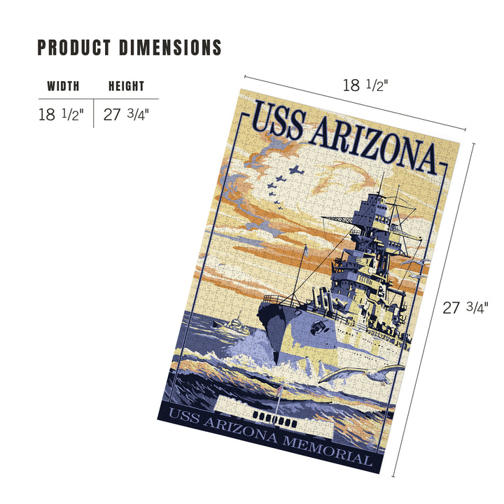USS Arizona Battleship, Sunset Scene, Jigsaw Puzzle Puzzle Lantern Press 