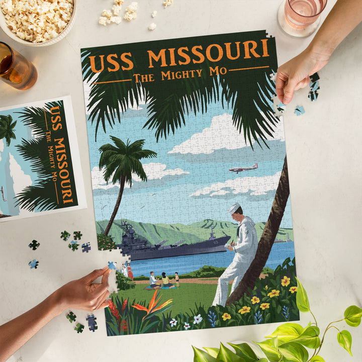 USS Missouri, Pearl Harbor Prewar, Jigsaw Puzzle Puzzle Lantern Press 