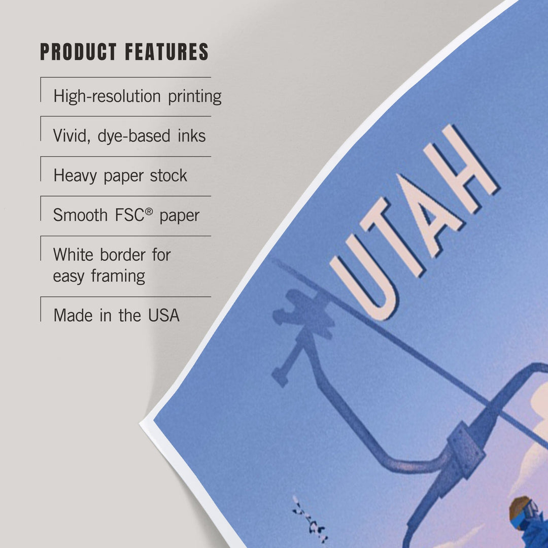 Utah, Chill on the Uphill, Ski Lift, Art & Giclee Prints Art Lantern Press 