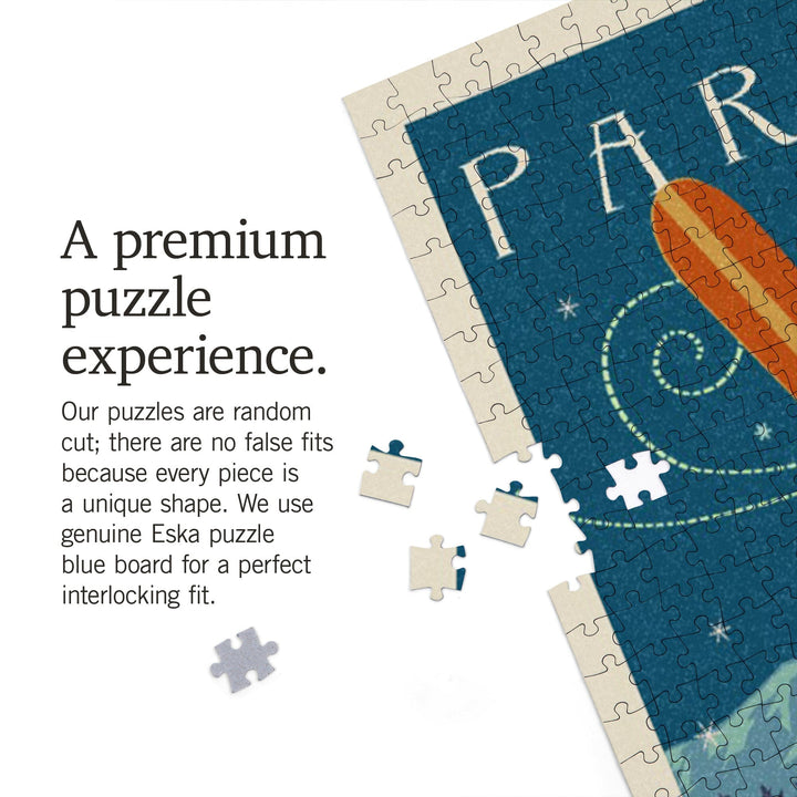 Utah, Crossed Skis, Letterpress, Jigsaw Puzzle Puzzle Lantern Press 