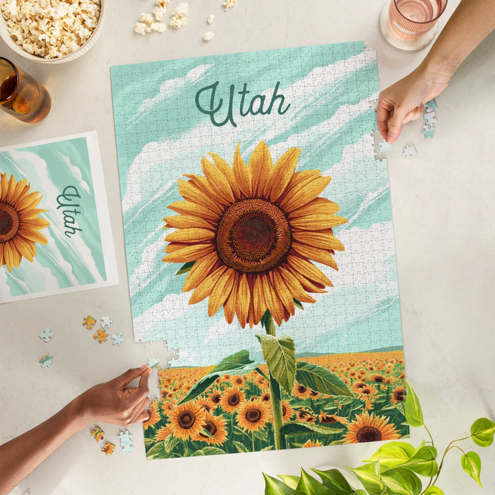 Utah, Dare to Bloom, Sunflower, Jigsaw Puzzle Puzzle Lantern Press 