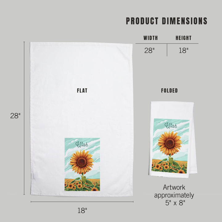 Utah, Dare to Bloom, Sunflower, Organic Cotton Kitchen Tea Towels Kitchen Lantern Press 