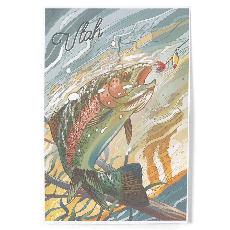 Utah, Fishing, Underwater Trout, Art & Giclee Prints Art Lantern Press 