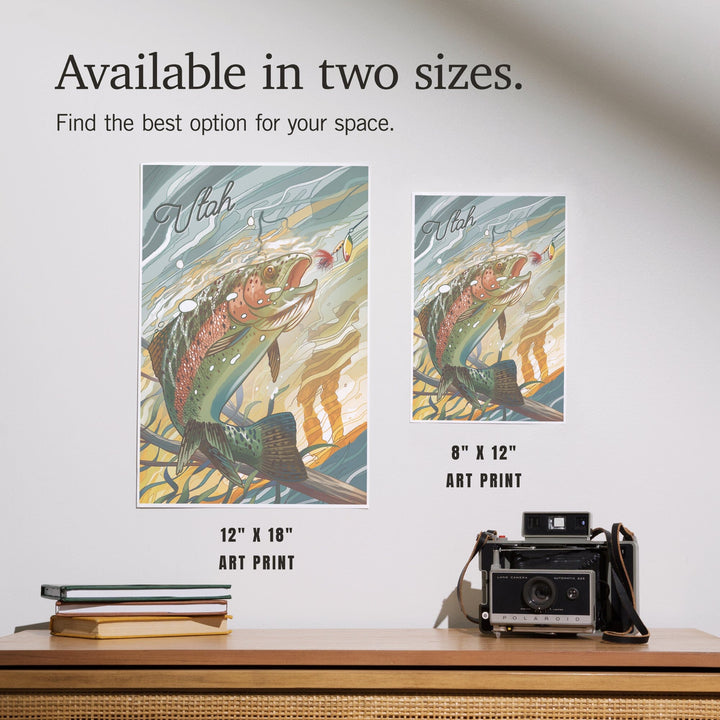 Utah, Fishing, Underwater Trout, Art & Giclee Prints Art Lantern Press 