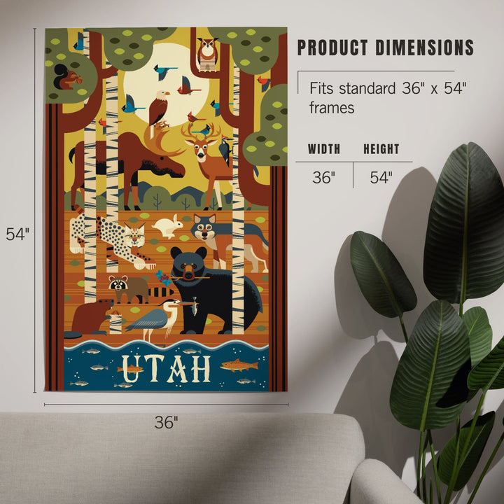 Utah, Forest Animals, Geometric, Art & Giclee Prints Art Lantern Press 