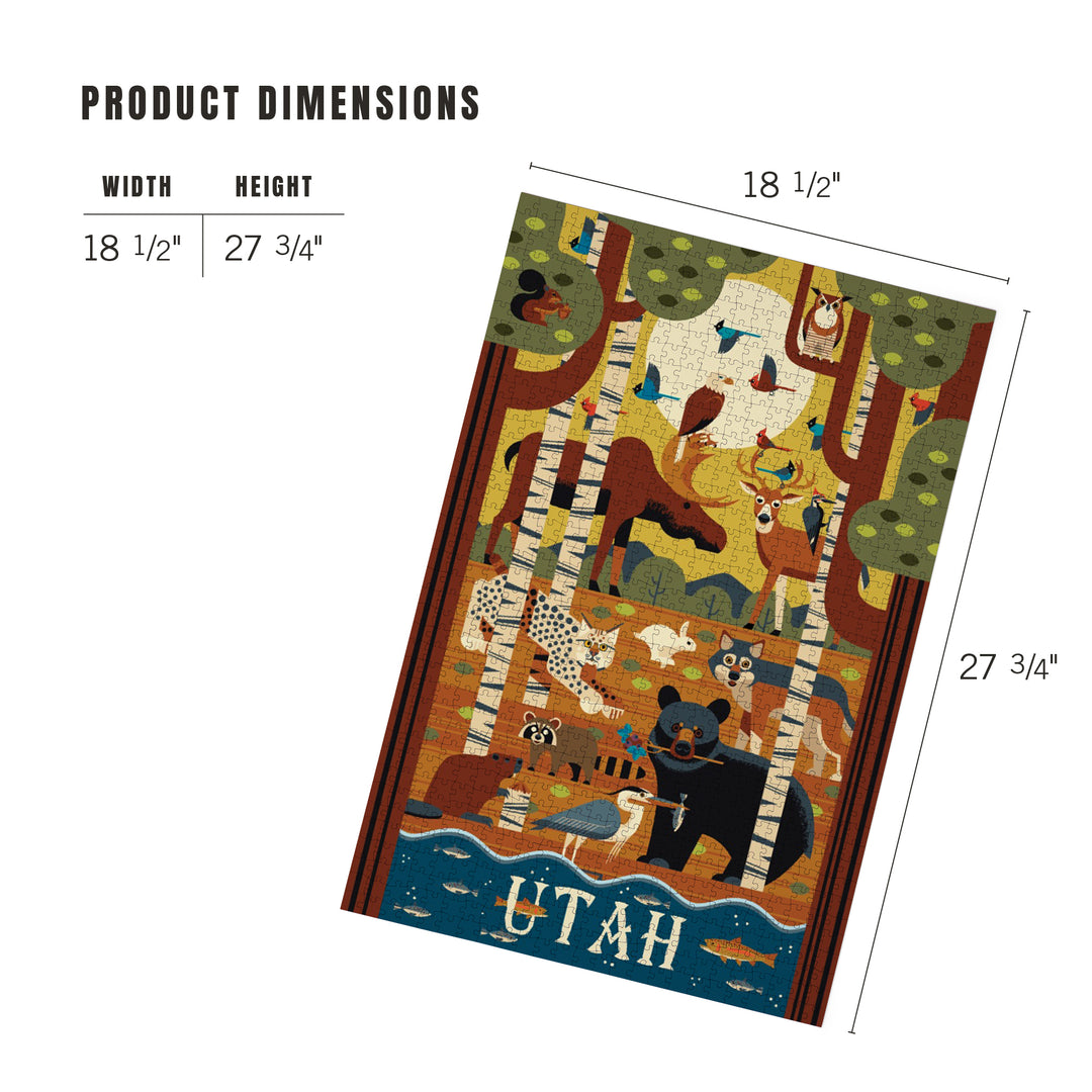 Utah, Forest Animals, Geometric, Jigsaw Puzzle Puzzle Lantern Press 