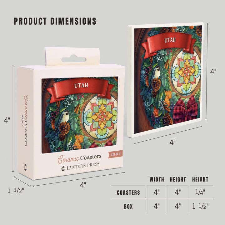 Utah, Front Door with Christmas Wreath, Coasters Coasters Lantern Press 