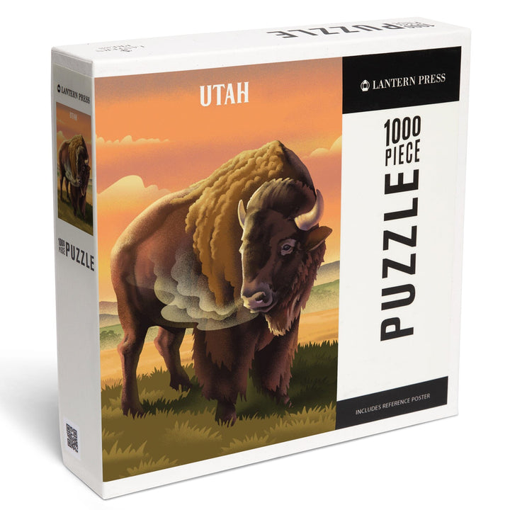 Utah, Lithograph Wildlife Series, Bison, Jigsaw Puzzle Puzzle Lantern Press 
