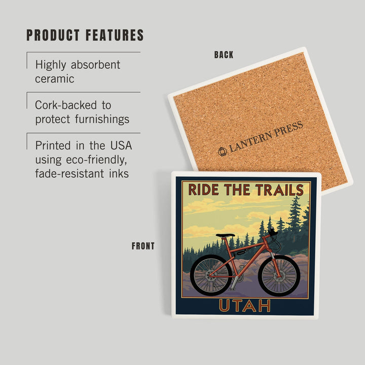 Utah, Mountain Bike Scene, Coasters Coasters Lantern Press 