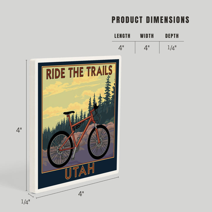 Utah, Mountain Bike Scene, Coasters Coasters Lantern Press 