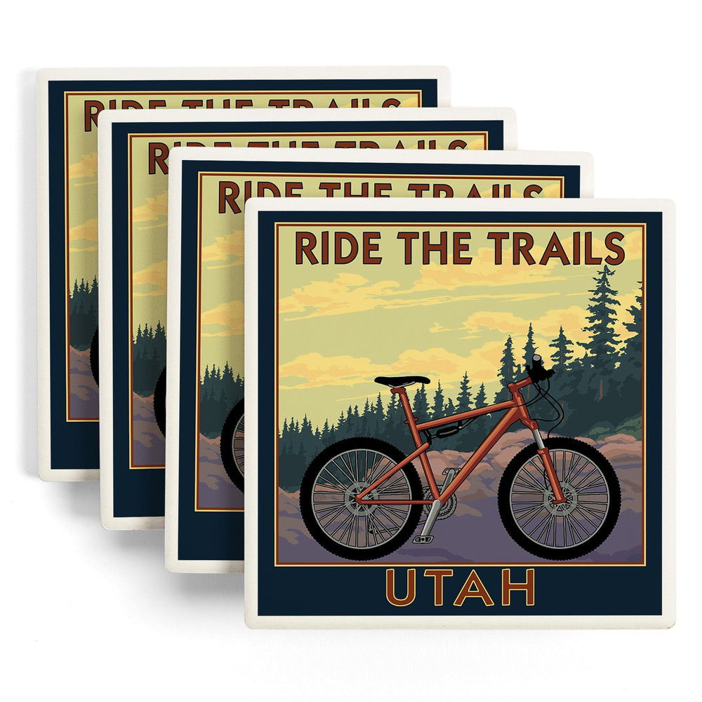 Utah, Mountain Bike Scene, Coasters Coasters Lantern Press 