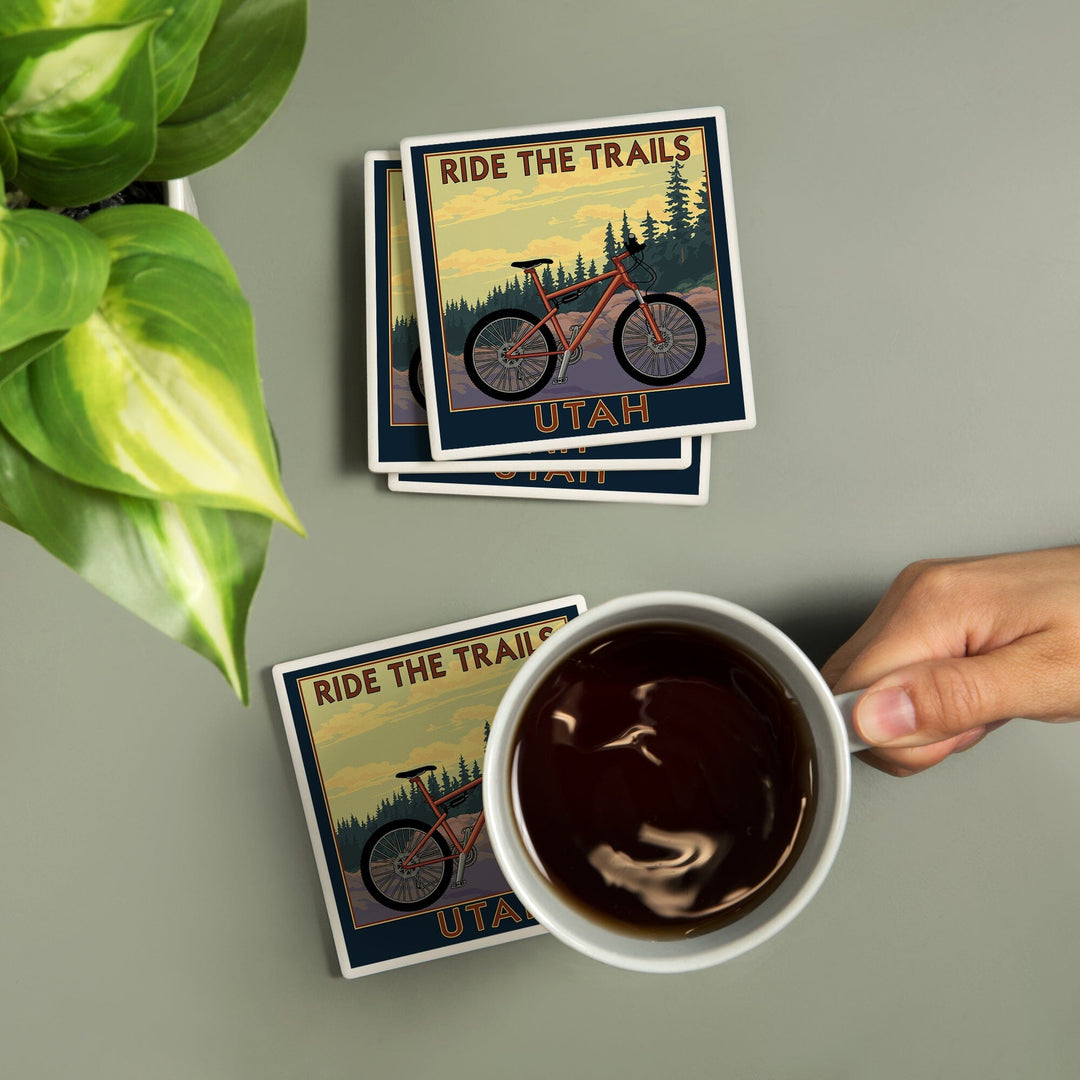 Utah, Mountain Bike Scene, Coasters Coasters Lantern Press 