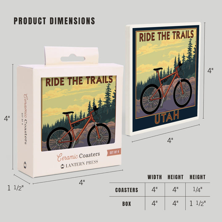 Utah, Mountain Bike Scene, Coasters Coasters Lantern Press 
