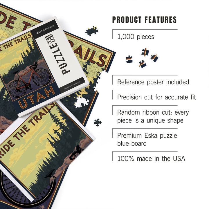 Utah, Mountain Bike Scene, Jigsaw Puzzle Puzzle Lantern Press 