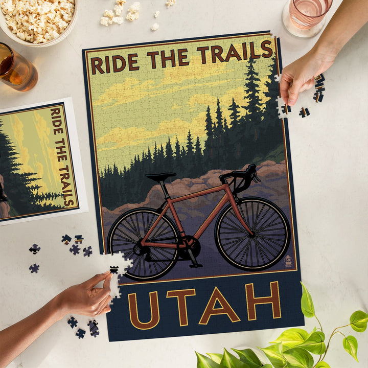 Utah, Mountain Bike Scene, Jigsaw Puzzle Puzzle Lantern Press 